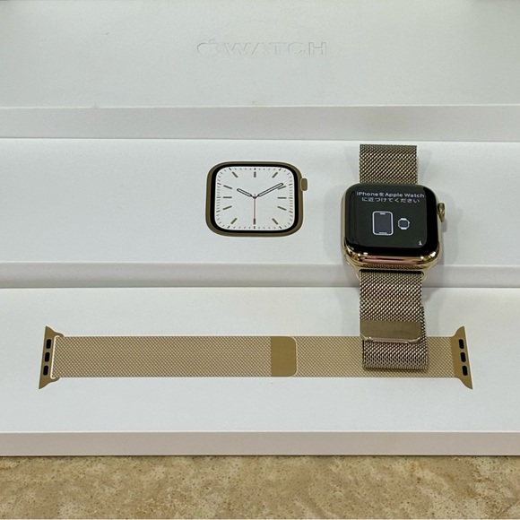 Apple Series 7 Gold Stainless Steel 45mm Watch Milanese Band 🌷 - Picture 10 of 15